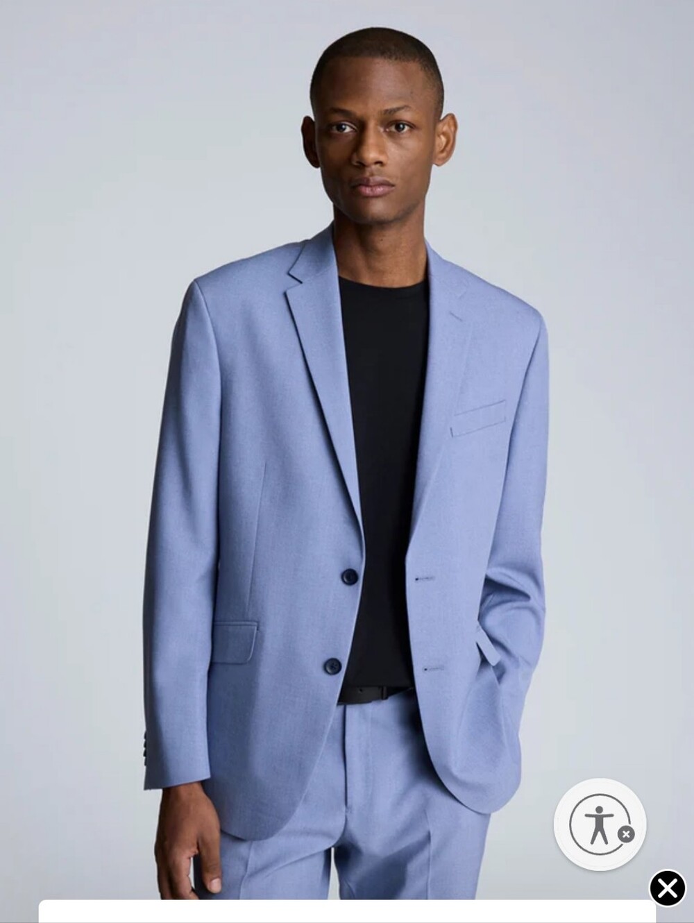 Kenneth Cole Mens Light Blue Ready Flex Slim Fit Nested Suit Jacket EUC 50L